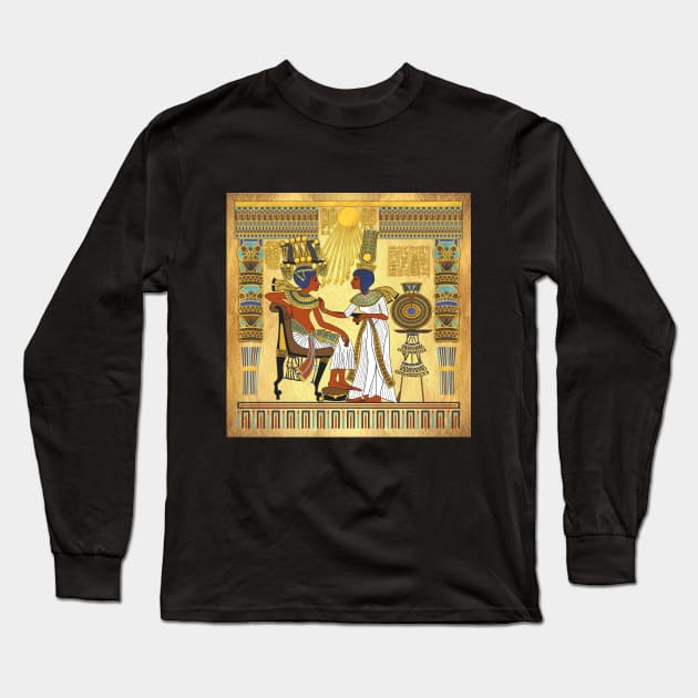 Throne of Tutankhamun Long Sleeve T-Shirt by Tiro1Linea